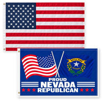 Heavy Duty American Flag and Proud Nevada Republican Flag 3x5 2-Pack