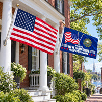 Heavy Duty American Flag and Proud New Hampshire Republican Flag 3x5 2-Pack displayed outdoors
