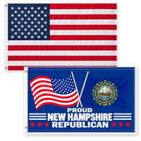 Heavy Duty American Flag and Proud New Hampshire Republican Flag 3x5 2-Pack