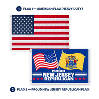 Heavy Duty American Flag and Proud New Jersey Republican Flag 3x5 2-Pack features and size details