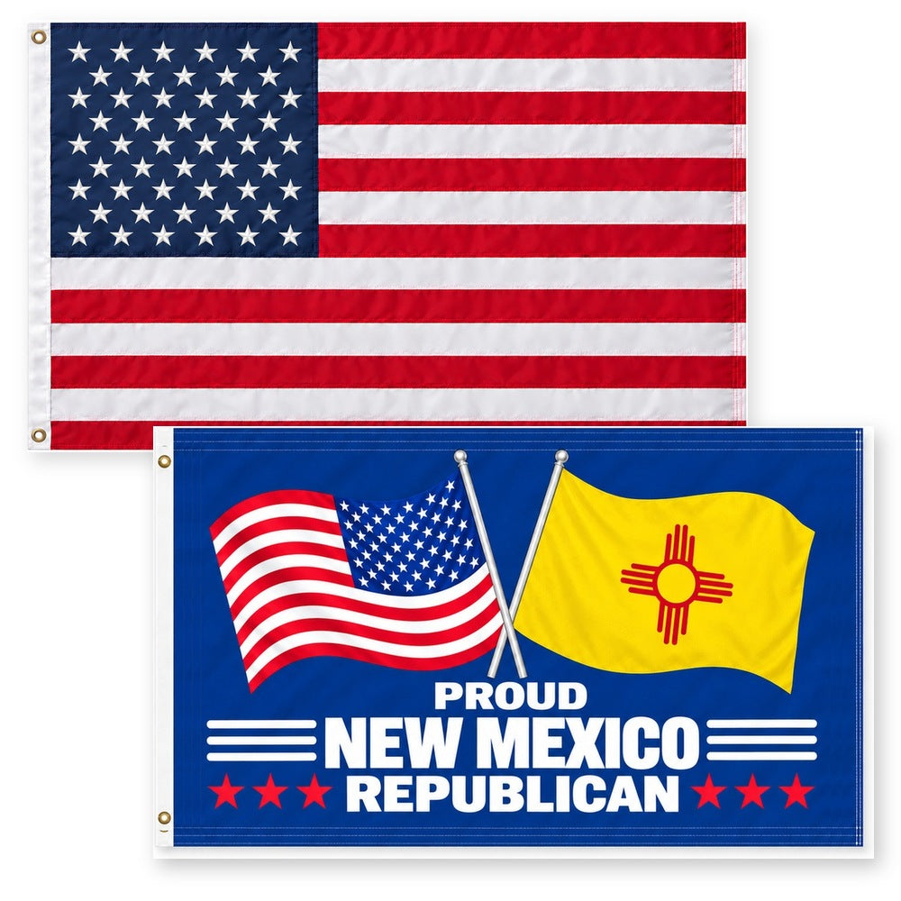 Heavy Duty American Flag and Proud New Mexico Republican Flag 3x5 2-Pack