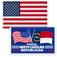 Heavy Duty American Flag and Proud North Carolina Republican Flag 3x5 2-Pack