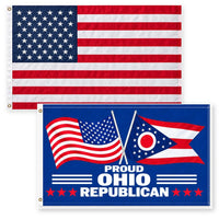 Heavy Duty American Flag and Proud Ohio Republican Flag 3x5 2-Pack