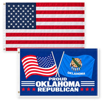 Heavy Duty American Flag and Proud Oklahoma Republican Flag 3x5 2-Pack