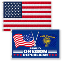 Heavy Duty American Flag and Proud Oregon Republican Flag 3x5 2-Pack
