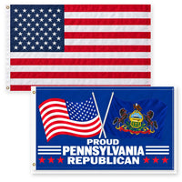 Heavy Duty American Flag and Proud Pennsylvania Republican Flag 3x5 2-Pack