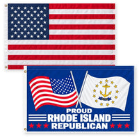 Heavy Duty American Flag and Proud Rhode Island Republican Flag 3x5 2-Pack