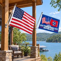 Heavy Duty American Flag and Proud Tennessee Republican Flag 3x5 2-Pack displayed outdoors