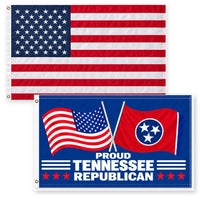 Heavy Duty American Flag and Proud Tennessee Republican Flag 3x5 2-Pack