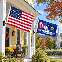 Heavy Duty American Flag and Proud Vermont Republican Flag 3x5 2-Pack displayed outdoors