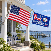 Heavy Duty American Flag and Proud Virginia Republican Flag 3x5 2-Pack displayed outdoors