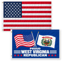 Heavy Duty American Flag and Proud West Virginia Republican Flag 3x5 2-Pack