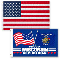 Heavy Duty American Flag and Proud Wisconsin Republican Flag 3x5 2-Pack