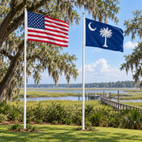 Heavy Duty American Flag and South Carolina State Flag 3x5 2-Pack displayed outdoors