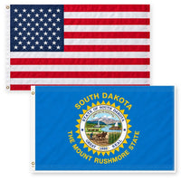 Heavy Duty American Flag and South Dakota State Flag 3x5 2-Pack