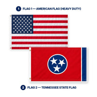 Heavy Duty American Flag and Tennessee State Flag 3x5 2-Pack features and size details
