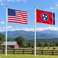 Heavy Duty American Flag and Tennessee State Flag 3x5 2-Pack displayed outdoors