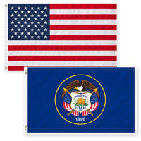 Heavy Duty American Flag and Utah Historic State Flag 3x5 2-Pack