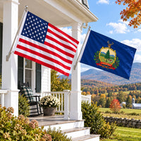 Heavy Duty American Flag and Vermont State Flag 3x5 2-Pack displayed outdoors