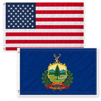 Heavy Duty American Flag and Vermont State Flag 3x5 2-Pack