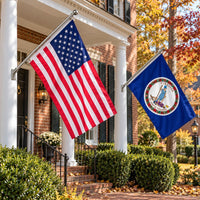 Heavy Duty American Flag and Virginia State Flag 3x5 2-Pack displayed outdoors
