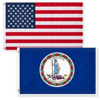 Heavy Duty American Flag and Virginia State Flag 3x5 2-Pack