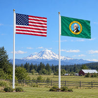 Heavy Duty American Flag and Washington State Flag 3x5 2-Pack displayed outdoors
