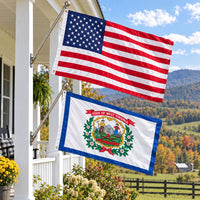 Heavy Duty American Flag and West Virginia State Flag 3x5 2-Pack displayed outdoors