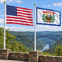 Heavy Duty American Flag and West Virginia State Flag 3x5 2-Pack displayed outdoors