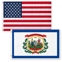 Heavy Duty American Flag and West Virginia State Flag 3x5 2-Pack
