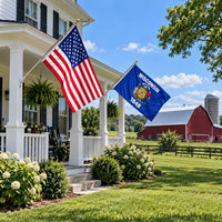 Heavy Duty American Flag and Wisconsin State Flag 3x5 2-Pack displayed outdoors