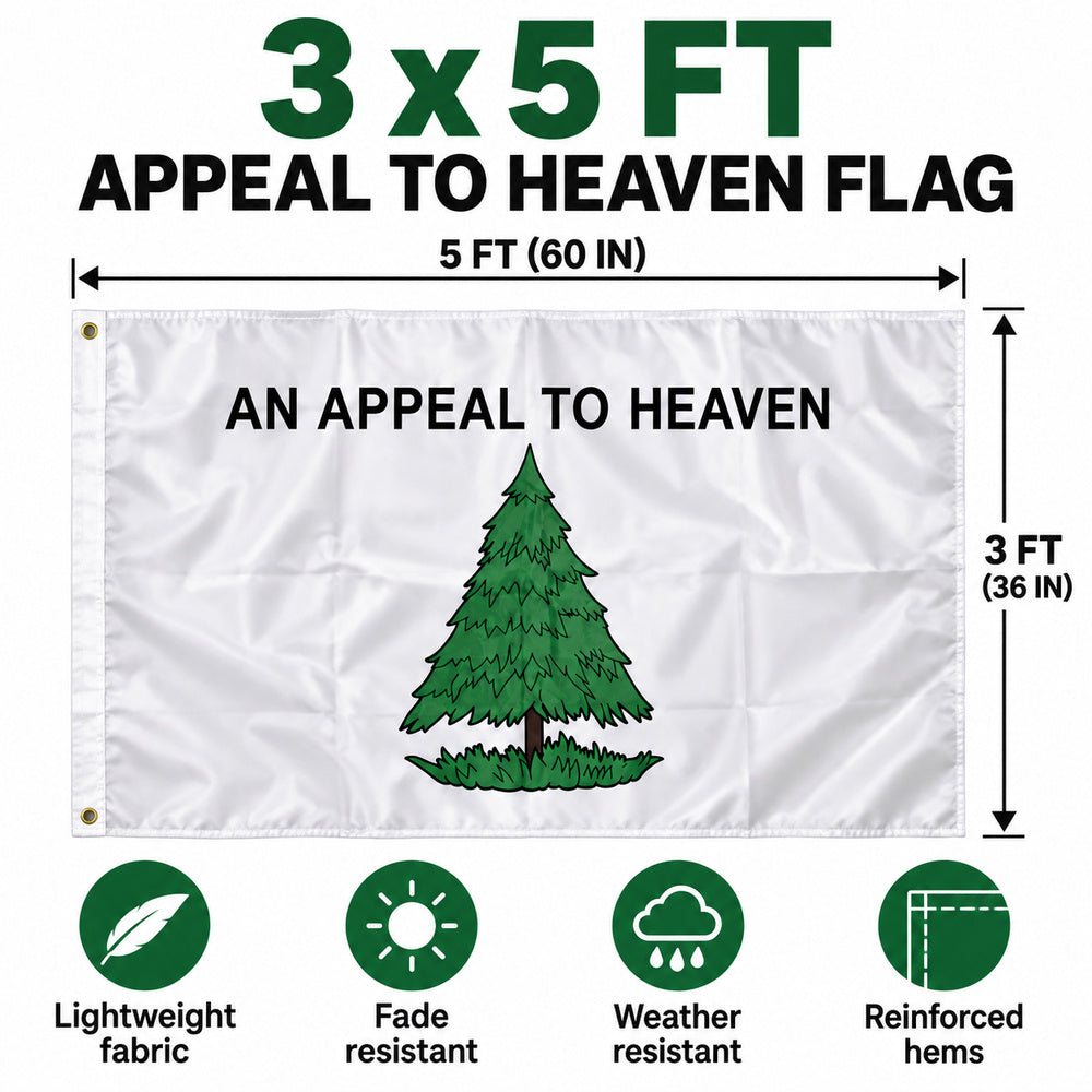 Appeal to Heaven Pine Tree Flag 3x5 features and size details