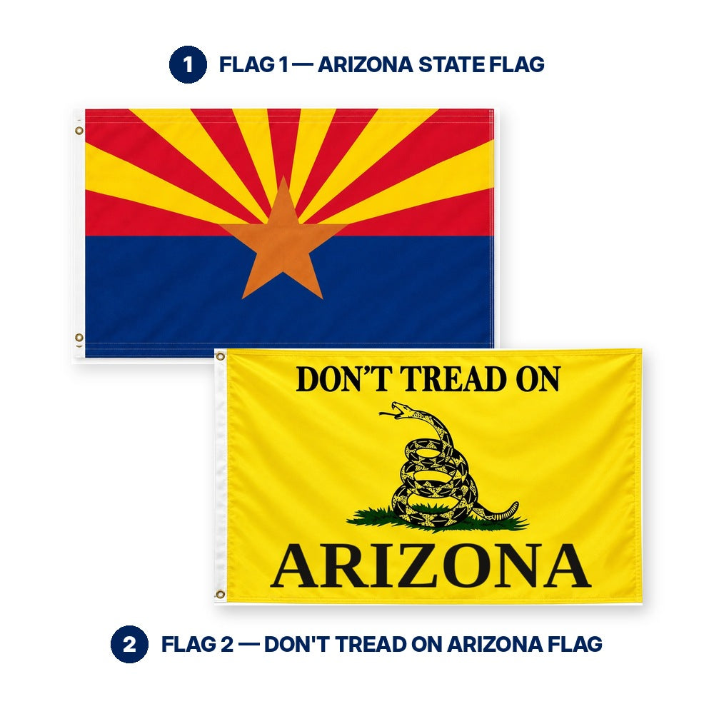 Arizona State Flag and Don't Tread on Arizona Flag 3x5 2-Pack features and size details