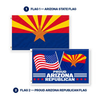 Arizona State Flag and Proud Arizona Republican Flag 3x5 2-Pack features and size details