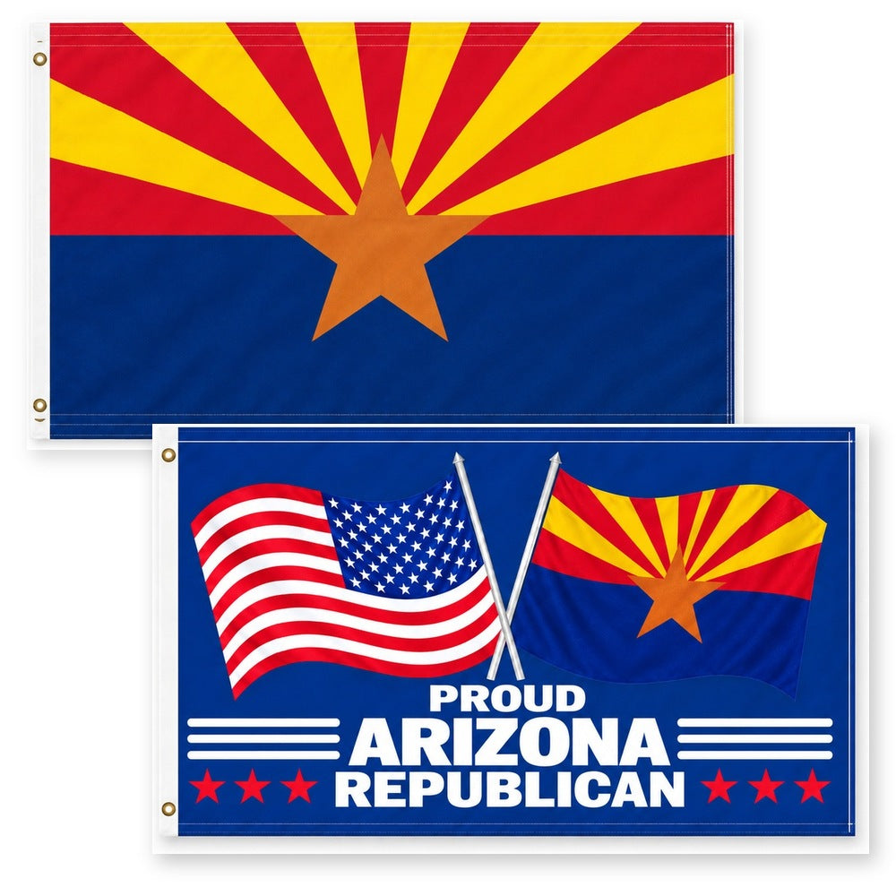 Arizona State Flag and Proud Arizona Republican Flag 3x5 2-Pack