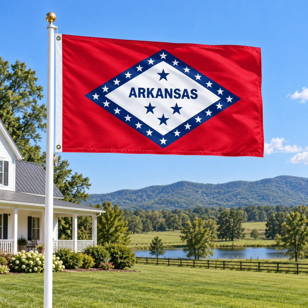 Arkansas State Flag 3x5 displayed outdoors