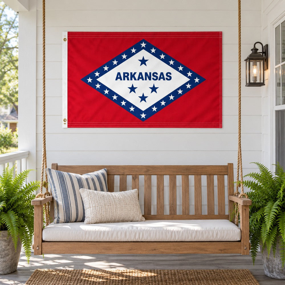 Arkansas State Flag 3x5 displayed outdoors