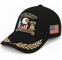 (Exclusive) United States of America 250th Anniversary Embroidered Cap — Patriotic Hat (1776–2026)