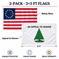 Betsy Ross and Appeal to Heaven Flags 3x5 2-Pack features and size details
