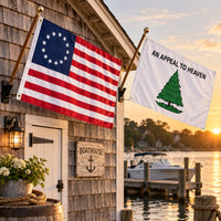 Betsy Ross and Appeal to Heaven Flags 3x5 2-Pack displayed outdoors