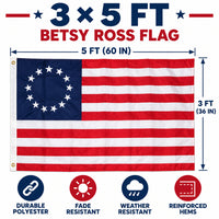 Betsy Ross Flag 3x5 features and size details