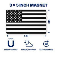 Black and White American Flag Magnet 3x5 inch size and features