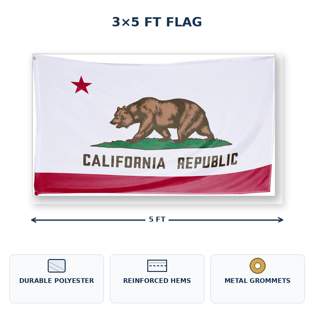 California State Flag 3x5 features and size details