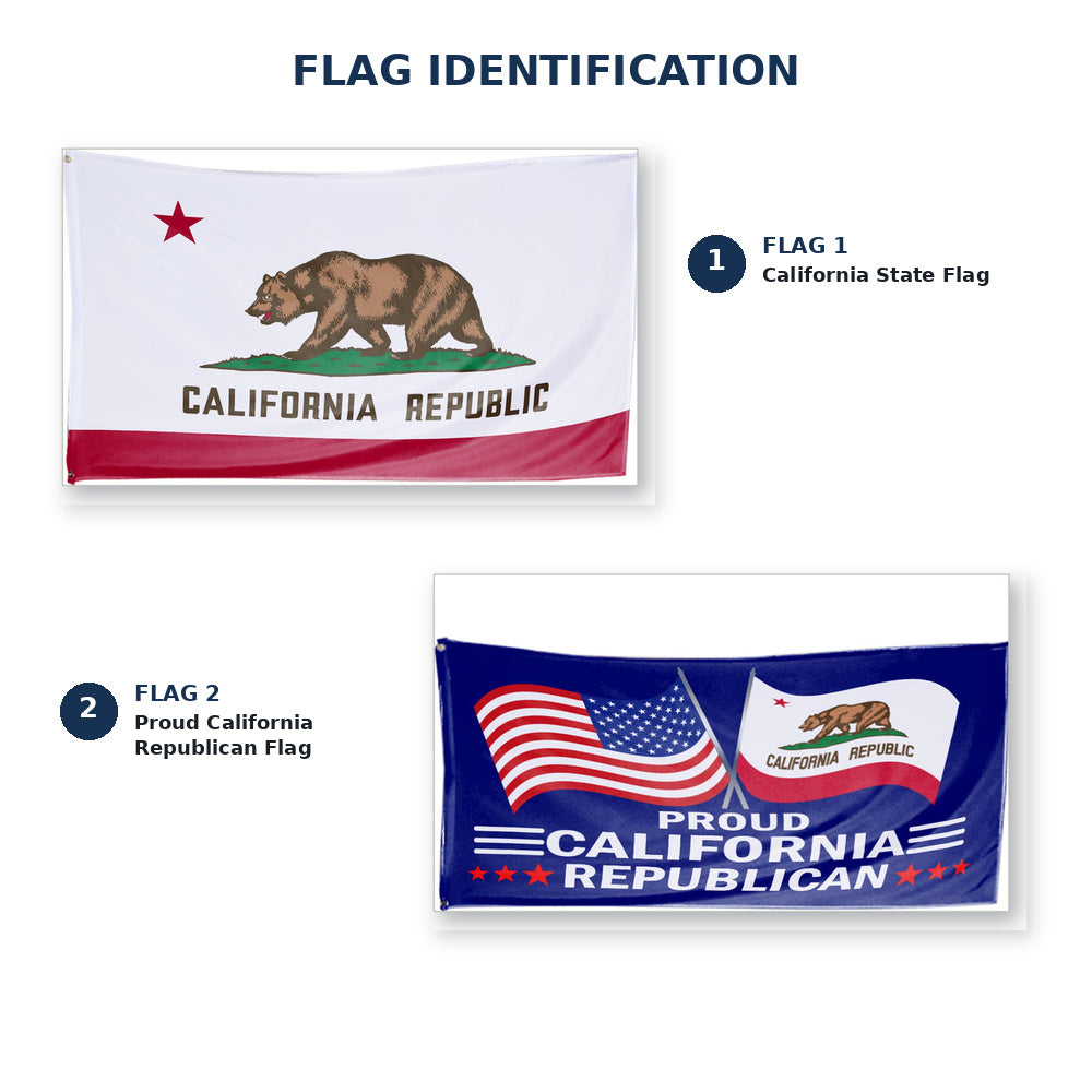 California State Flag and Proud California Republican Flag 3x5 2-Pack features and size details