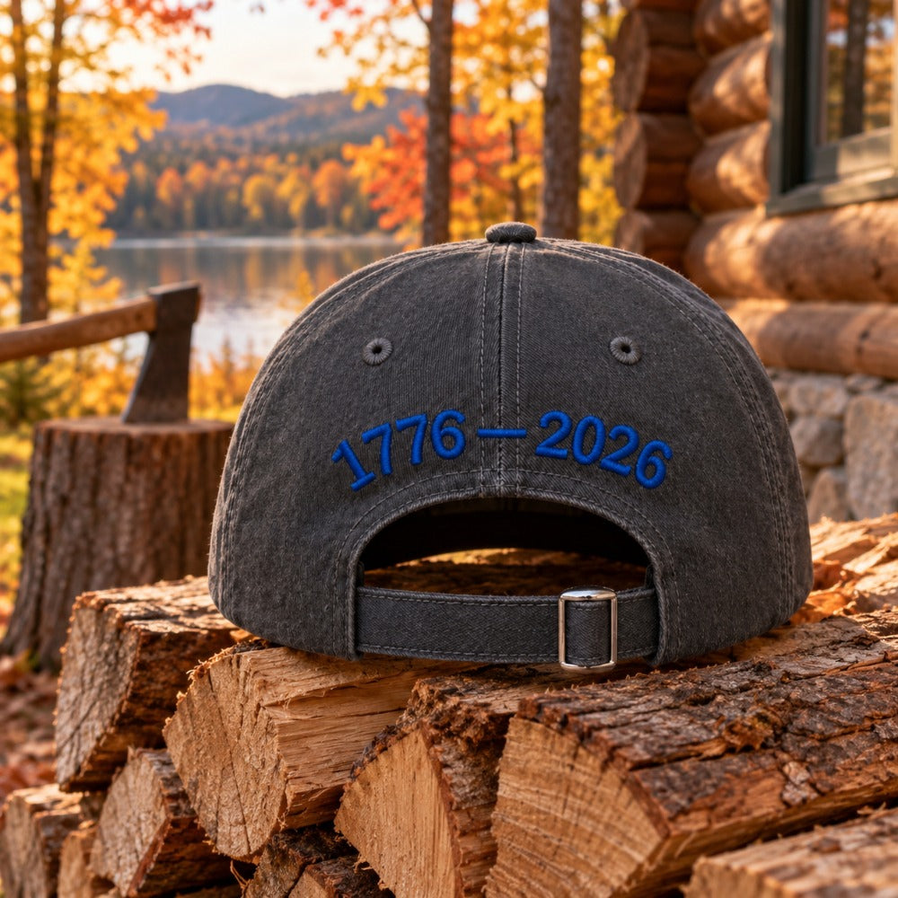 America 250th Birthday Hat - Distressed Charcoal - lifestyle back