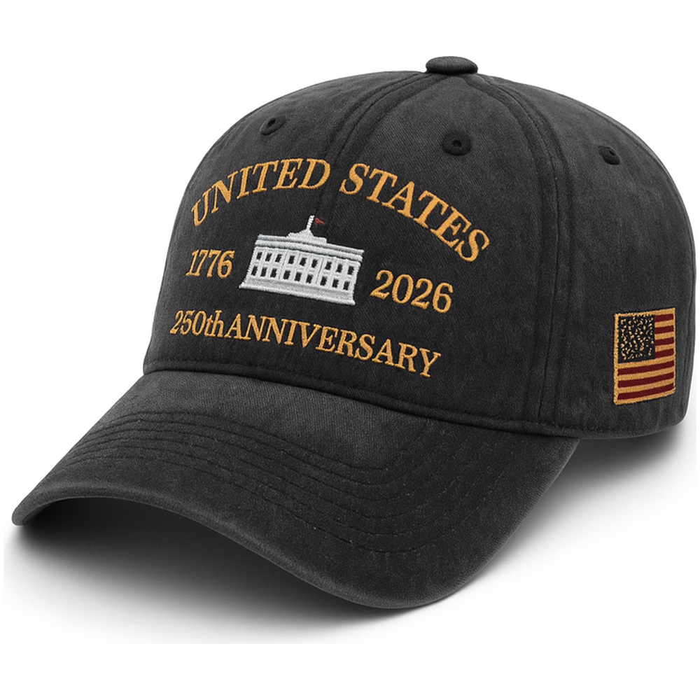 United States 250th Anniversary Charcoal Hat – 1776-2026 White House Embroidered Cap