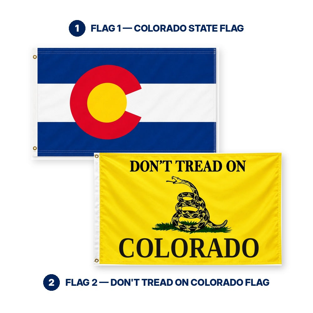 Colorado State Flag and Don't Tread on Colorado Flag 3x5 2-Pack features and size details