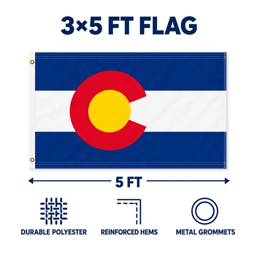 Colorado State Flag 3x5 features and size details