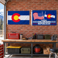 Colorado State Flag and Proud Colorado Republican Flag 3x5 2-Pack displayed outdoors