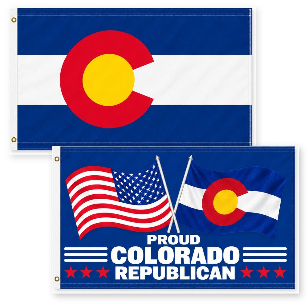 Colorado State Flag and Proud Colorado Republican Flag 3x5 2-Pack